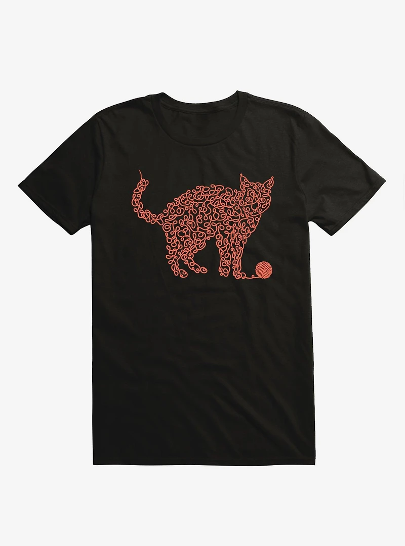 Intricat Yarn Cat Black T-Shirt