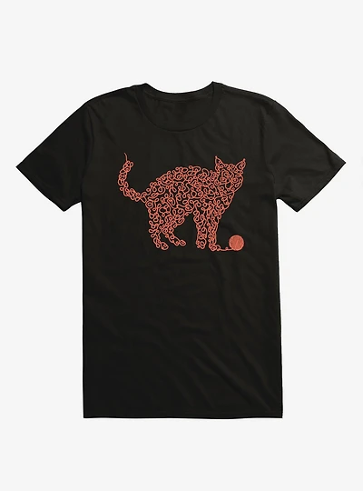 Intricat Yarn Cat Black T-Shirt