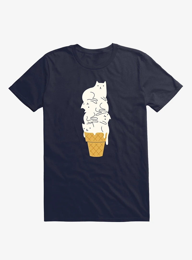 Meowlting Ice Cream Cats Navy Blue T-Shirt