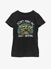 Star Wars The Mandalorian Child Just Sipping Youth Girls T-Shirt