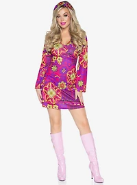 Retro Print Bell Sleeves Dress