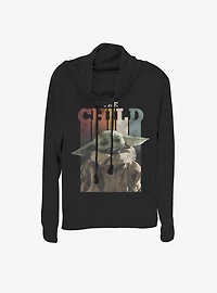 Star Wars The Mandalorian Child Rainbow Vintage Cowlneck Long-Sleeve Womens Top