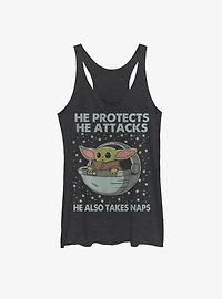 Star Wars The Mandalorian Child Protect Attack And Nap Womens Tank Top