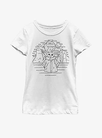 Star Wars The Mandalorian Child Doodle Youth Girls T-Shirt