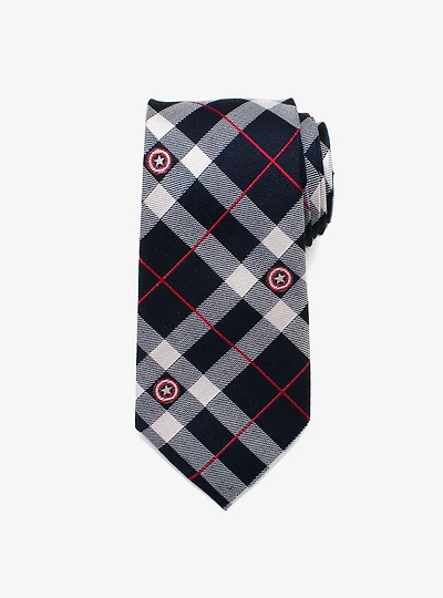 Marvel Captain America Blue Plaid Tie
