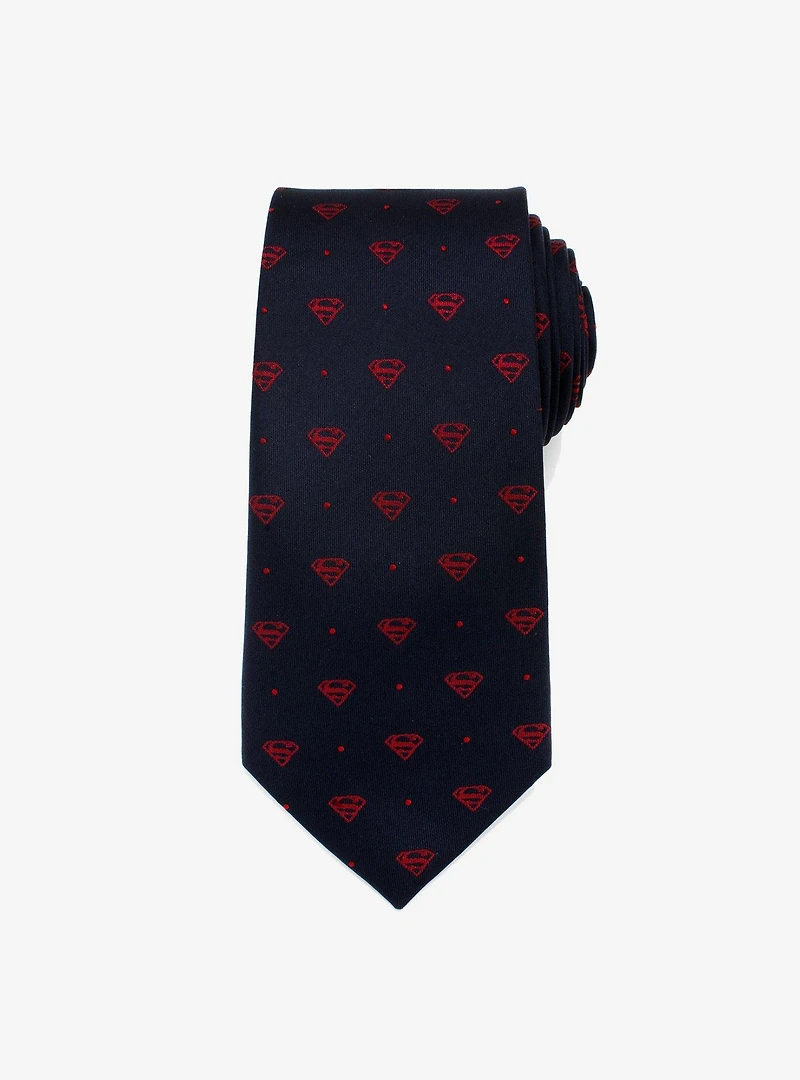 DC Comics Superman Shield Navy and Red Dot Tie