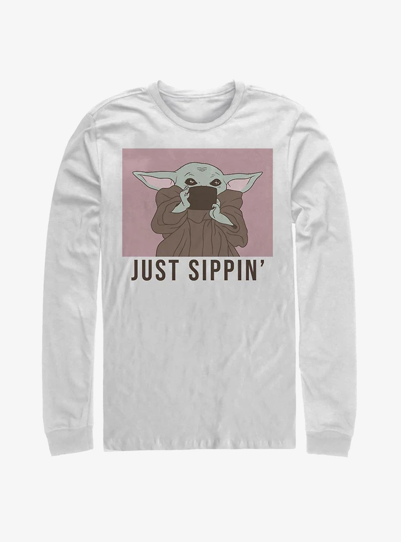 Star Wars The Mandalorian Child Just Sippin Long-Sleeve T-Shirt
