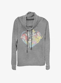 Disney Princess Classic Vintage Heart Cowlneck Long-Sleeve Girls Top