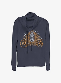 Disney Cinderella Pumpkin Script Cowl Neck Long-Sleeve Womens Top