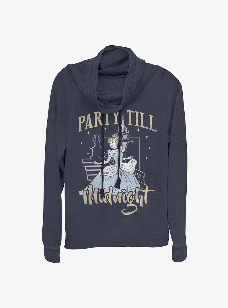 Disney Princesses Party Until Midnight Cowl Neck Long-Sleeve Womens Top