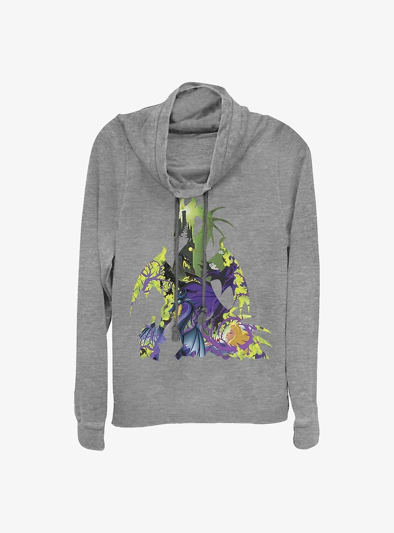 Disney Sleeping Beauty Maleficent Dragon Form Cowlneck Long-Sleeve Girls Top