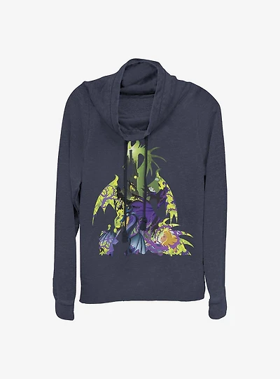 Disney Sleeping Beauty Maleficent Dragon Form Cowlneck Long-Sleeve Girls Top