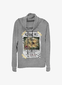 Jurassic Park Missing Pet Cowlneck Long-Sleeve Girls Top