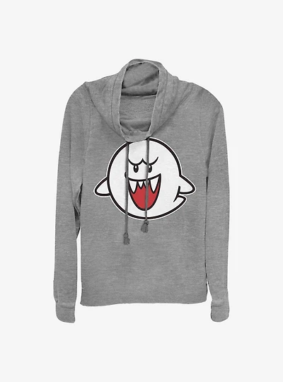 Nintendo Straight Up Boo Cowlneck Long-Sleeve Girls Top