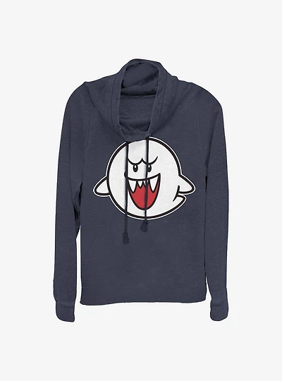 Nintendo Straight Up Boo Cowlneck Long-Sleeve Girls Top