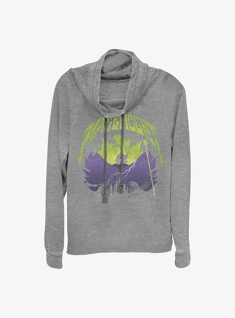 Disney Maleficent Castle Flame Outline Cowlneck Long-Sleeve Girls Top