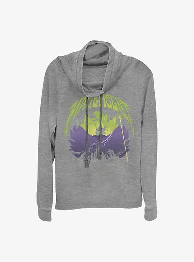Disney Maleficent Castle Flame Outline Cowlneck Long-Sleeve Girls Top