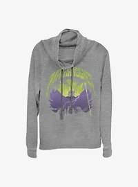 Disney Maleficent Castle Flame Outline Cowlneck Long-Sleeve Girls Top