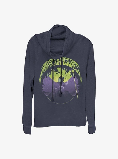 Disney Maleficent Maleficent Castle Flame Outline Cowlneck Long-Sleeve Girls Top
