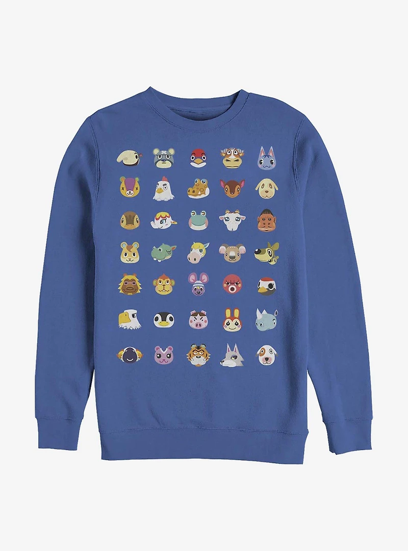 Nintendo Animal Crossing Character Heads Crew Sweatshirt