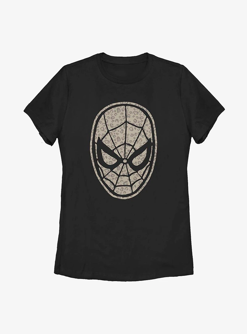 Marvel Spider-Man Mask Leopard Fill Womens T-Shirt