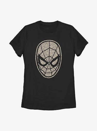 Marvel Spider-Man Mask Leopard Fill Womens T-Shirt