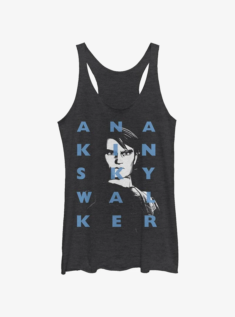 Star Wars The Clone Wars Anakin Text Girls Tank