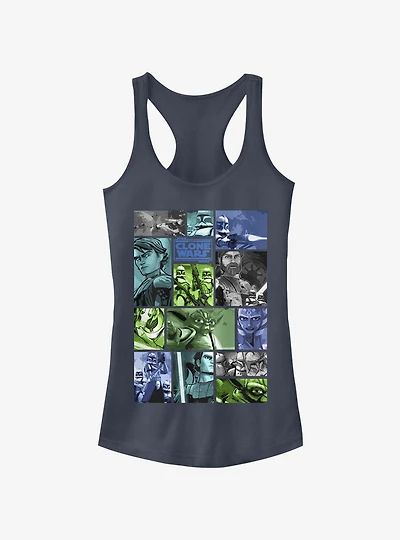Star Wars The Clone Wars Story Squares Girls Tank Top