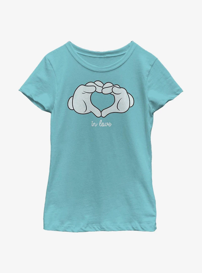 Disney Mickey Mouse Glove Heart Youth Girls T-Shirt