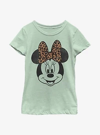Disney Mickey Mouse Modern Minnie Face Leopard Youth Girls T-Shirt