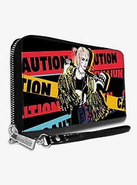 DC Comics Birds of Prey Harley Quinn Caution Hammer Pose Womens Zip Around Wallet