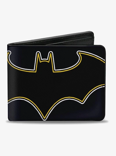 DC Comics Batman Black And White Bat Logo Close Up Bi-fold Wallet
