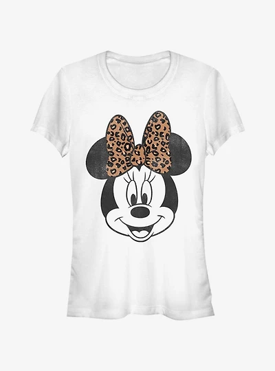 Disney Minnie Mouse Modern Face Leopard Girls T-Shirt
