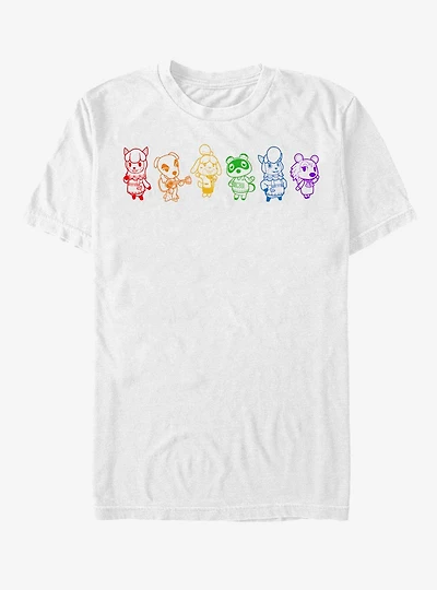 Nintendo Animal Crossing Line Art Rainbow T-Shirt