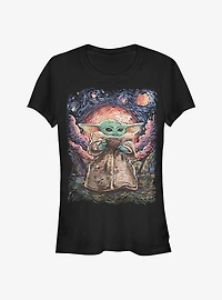 Star Wars The Mandalorian The Child Starry Night Girls T-Shirt