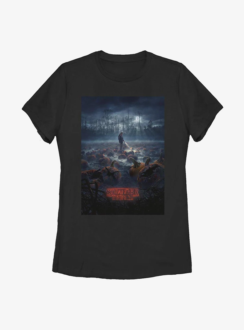 Stranger Things Hopper Pumpkin Poster Womens T-Shirt
