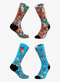 Hipster Dog and Hipster Pets Blue Stripe Socks 2 Pairs