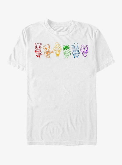 Extra Soft Nintendo Animal Crossing Line Art Rainbow T-Shirt