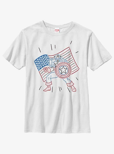 Marvel Captain America Neon Cap Youth T-Shirt