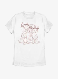 Disney Lady And The Tramp Lineart Womens T-Shirt