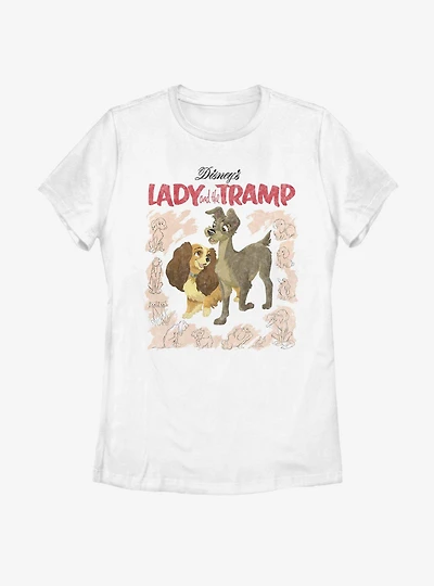 Disney Lady And The Tramp Vintage Cover Womens T-Shirt