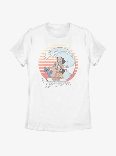 Disney Lilo And Stitch Retro Rainbow Womens T-Shirt
