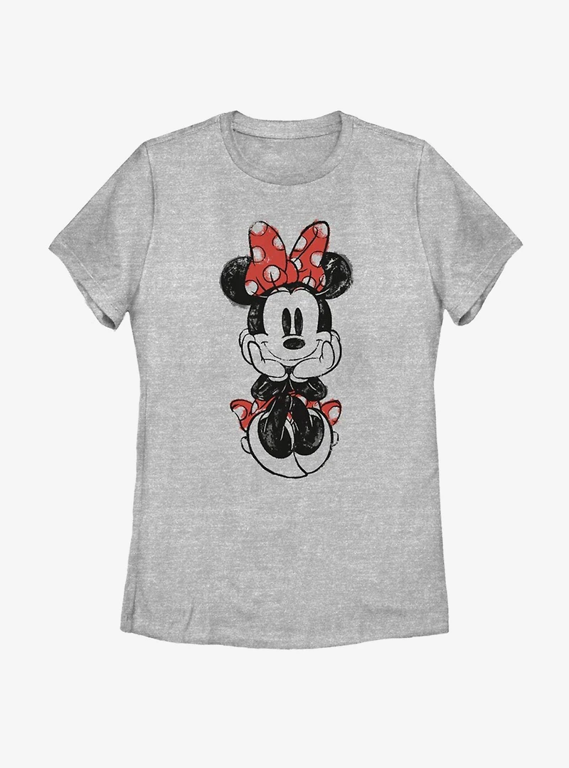 Disney Mickey Mouse Sitting Minnie Sketch Womens T-Shirt