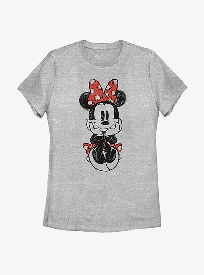Disney Mickey Mouse Sitting Minnie Sketch Womens T-Shirt
