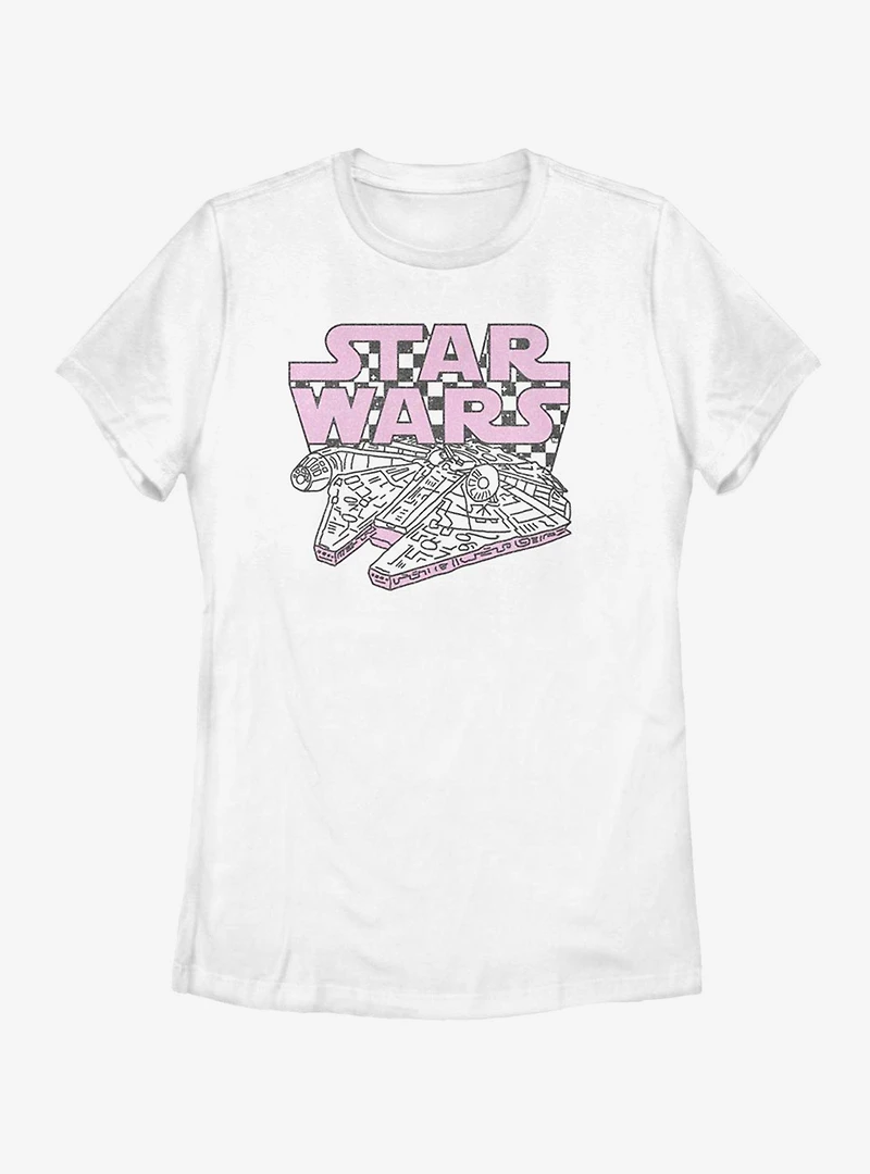 Star Wars Falcon Checker Script Womens T-Shirt