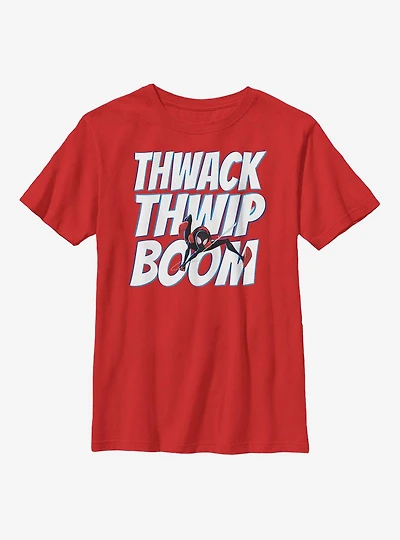 Marvel Spider-Man: Into The Spiderverse Miles Morales Twack Thwip Boom Youth T-Shirt