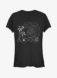 Disney Lilo & Stitch Surf Line Art Girls T-Shirt