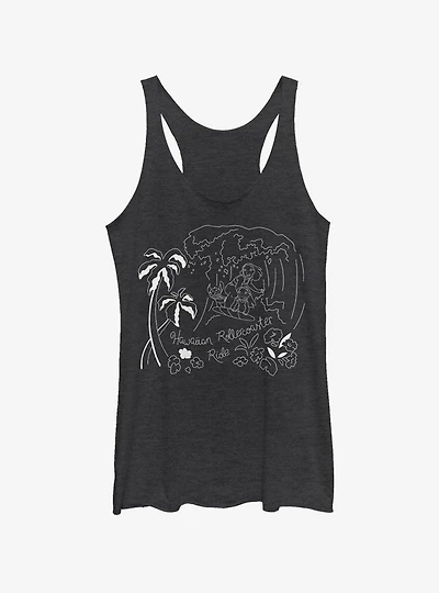 Disney Lilo & Stitch Surf Line Art Girls Tank