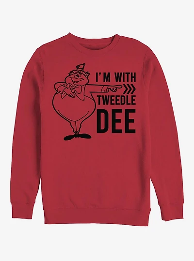 Disney Alice Wonderland I'm With Tweedle Dee Crew Sweatshirt