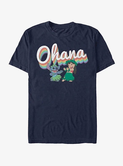 Disney Lilo & Stitch Rainbow Ohana T-Shirt